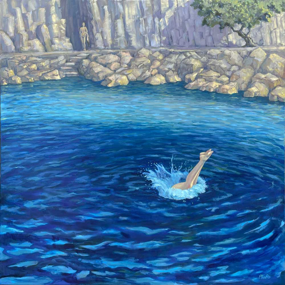 A Dip in Greece - painting by Priscilla Prentice
