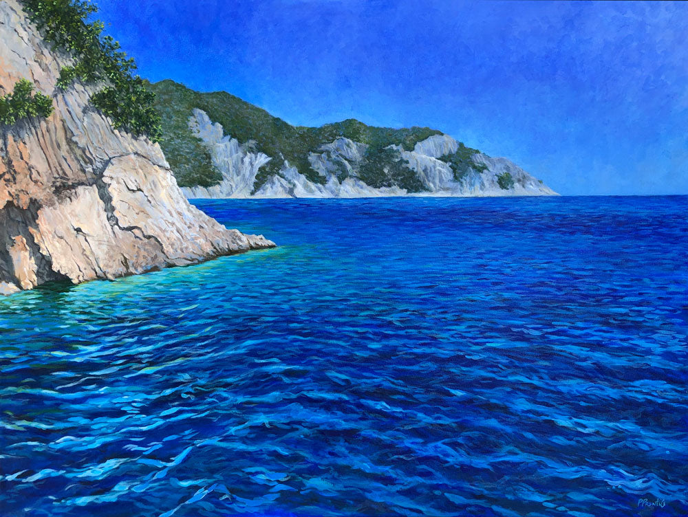 Painting of Greece Seascape by Priscilla Prentice