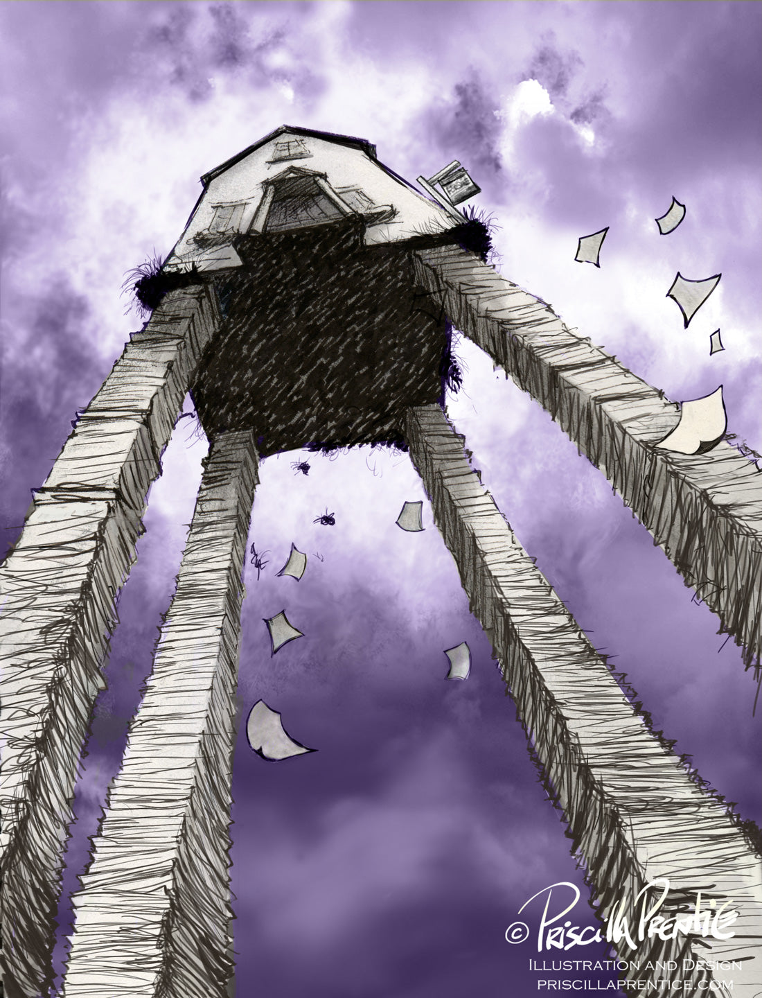 Drawing of a house with paperwork foundations