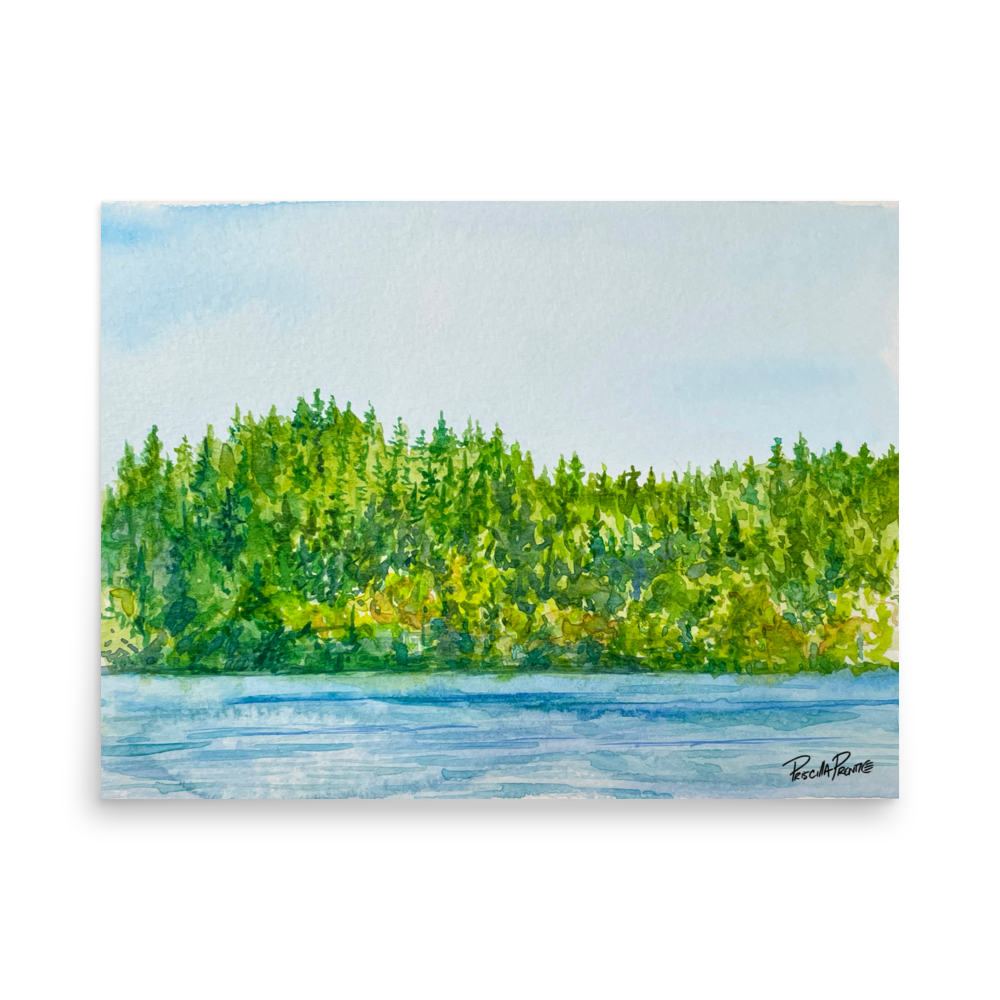 Watercolor painting of Lake Sammamish in Summer by Priscilla Prentice
