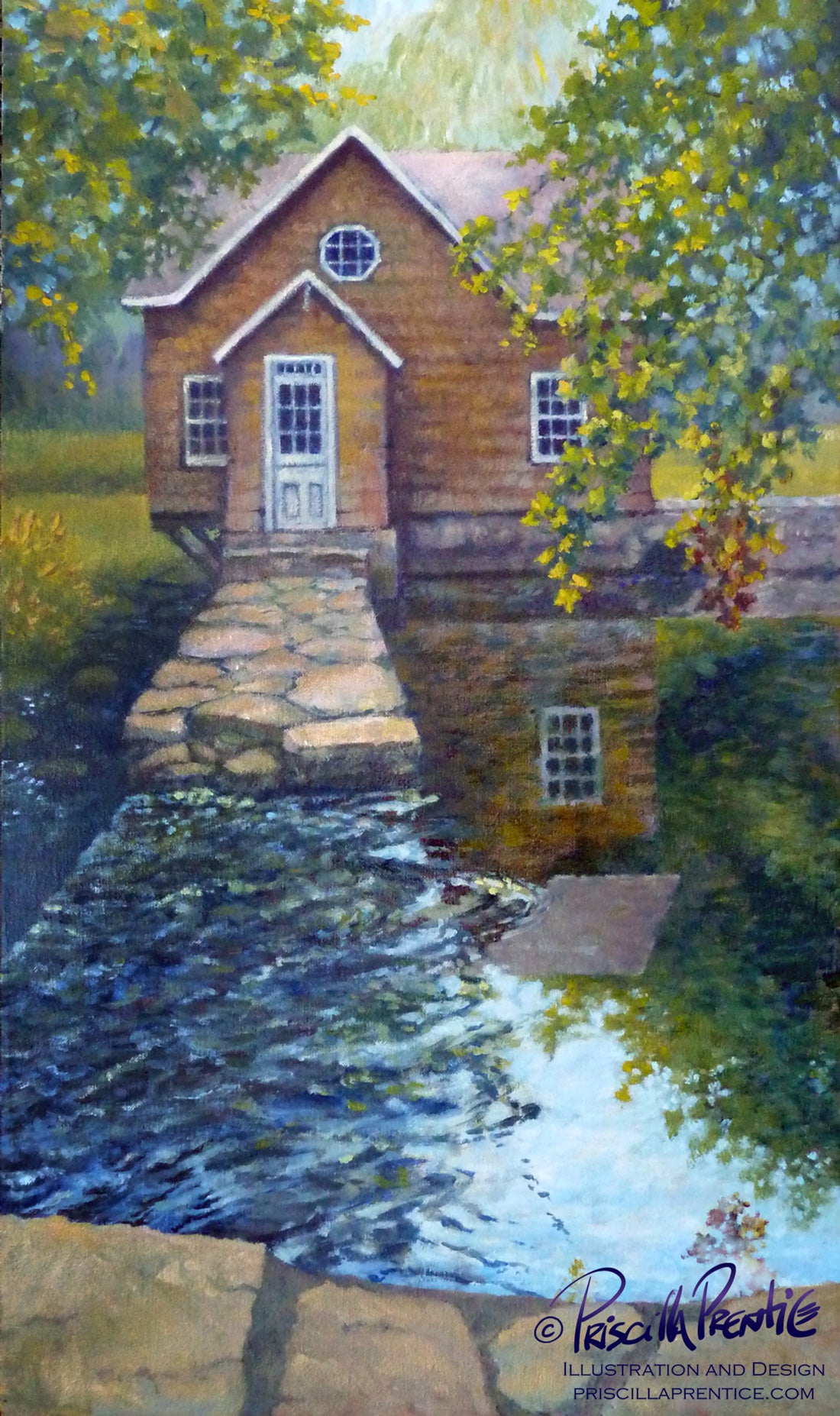 Grist mill on the waterfall dam