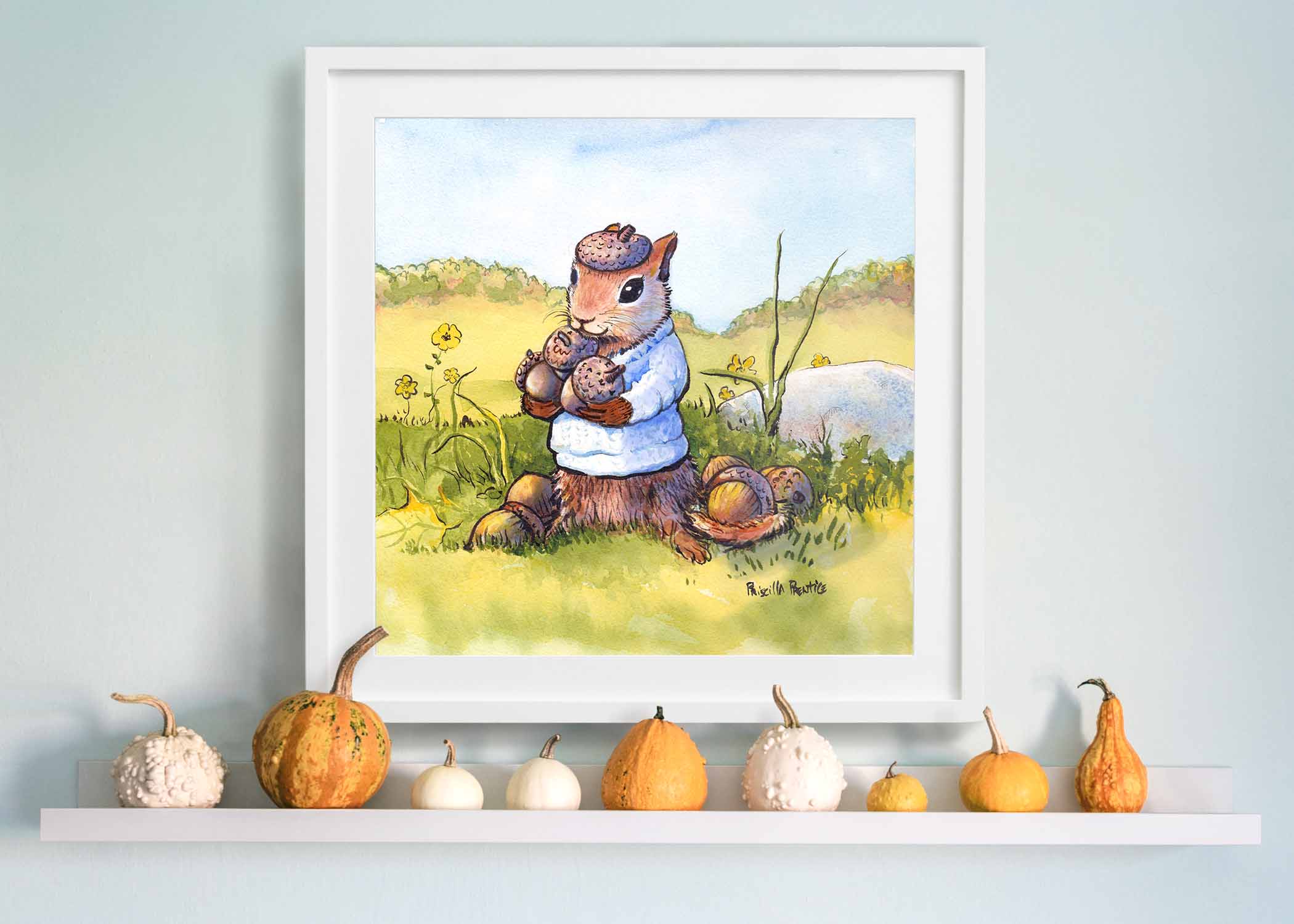 Cute illustration of chipmunk with sweater on