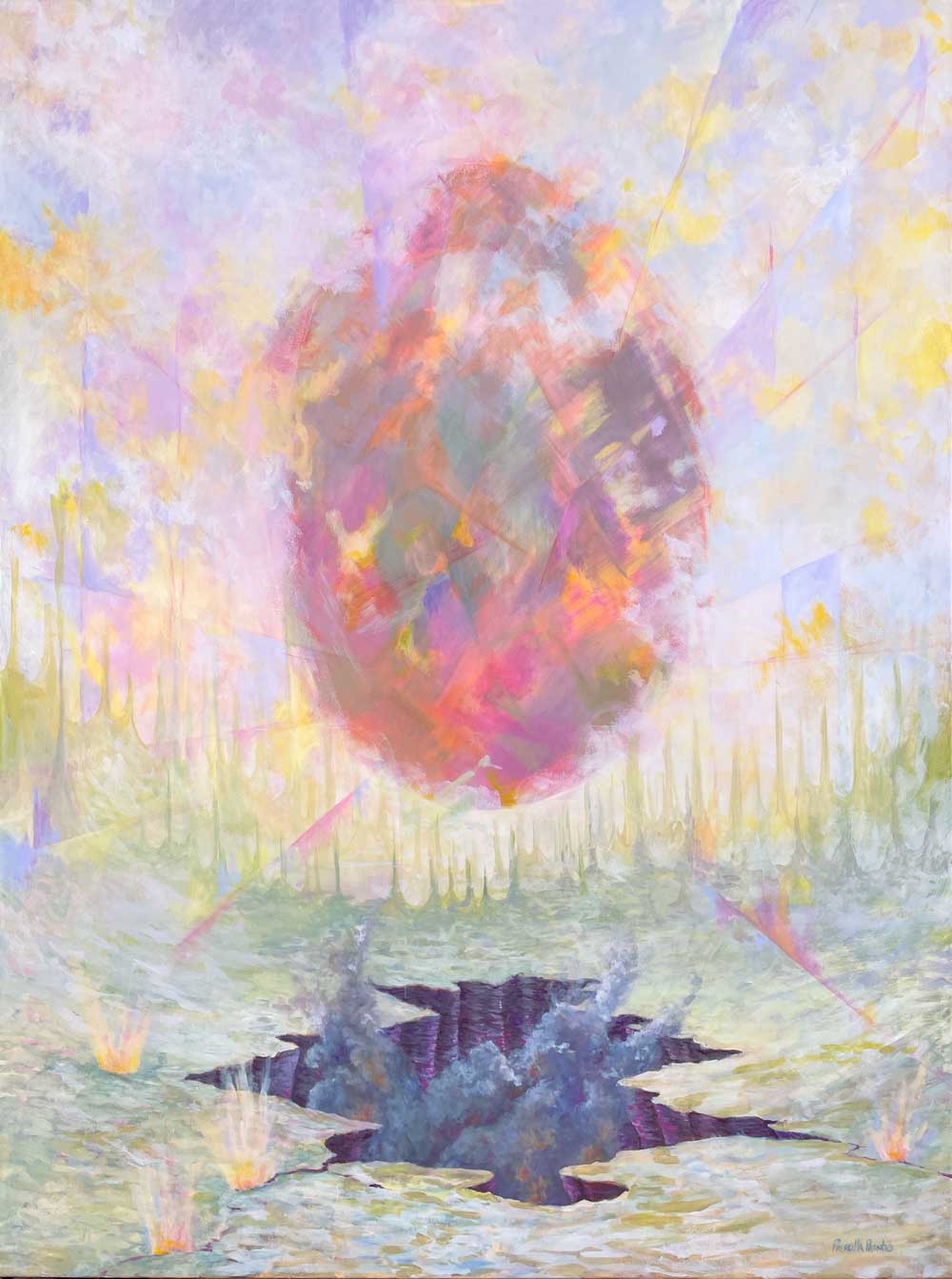 Painting of abstracted egg by Priscilla Prentice