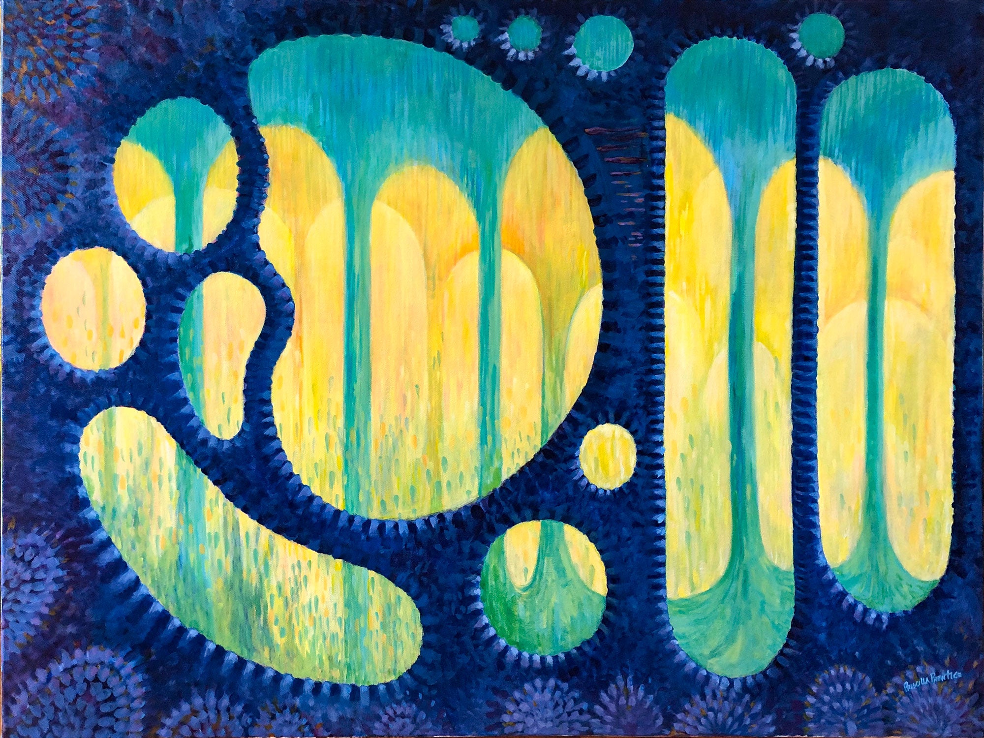 Abstracted design painting by Priscilla Prentice