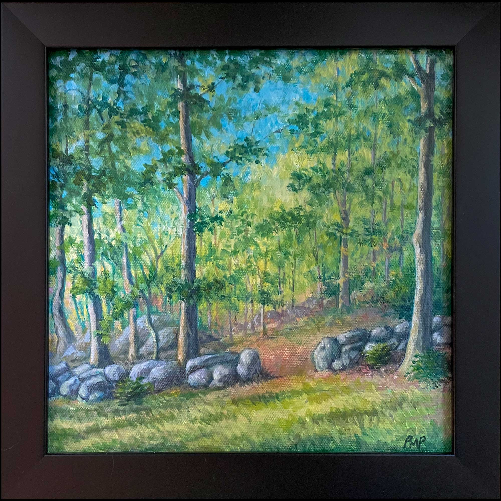 painting of woods in spring by Priscilla Prentice