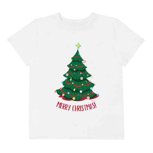 Merry Christmas with tree design - Youth crew neck t-shirt